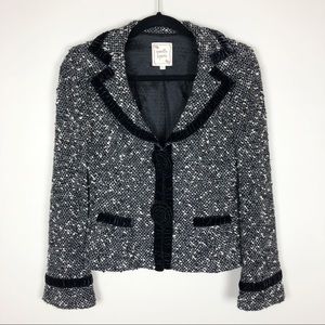 Nanette Lepore Tweed Velvet Rose Blazer